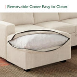 HONBAY Corduroy Sectional Sleeper Sofa with Pull Out Bed