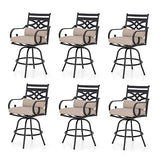 Sophia & William Patio Bar Stools Outdoor Swivel Bar Chairs Set of 6 High Dining Chairs with Seat Cushion, Beige