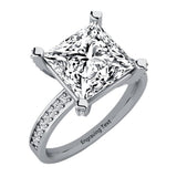 Oseew 10k gold Radiant Cut Engagement Rings 2ct Moissanite Engagement Rings for Women With Engraving Text(White gold)