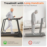 Lastforever Walking Treadmills with Extended Handrails, 2.5HP Quiet Motor, Heart Rate Monitor, 310 lbs Capacity, Treadmill for Seniors, Recovery & Home Jogging