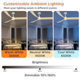 TALOYA 52 Inch Ceiling Fans with Lights Led Remote Control Flush Mount Low Profile, Buzzer ON/Off,3 Blades,Oak