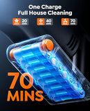 Fieety Cordless Vacuum Cleaner, 650W/55KPa/70Min Runtime Stick Vacuum with 3.3Ft Hose, Wall Mount Charging, Auto Mode, Touchscreen, Self-Standing Vacuum Cleaner for Home/Pet Hair/Carpet/Car, Fragrance