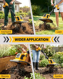 DEGGE Tiller, Cordless Tiller Cultivator with 48 Steel Tines, 9 inch Tilling Width and 6.7 inch Depth, 2 x 3.0Ah 21V Batteries & Charger, Gardening Tools