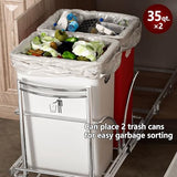 Under Sink Trash Can Heavy Duty Pull Out Trash Can Under Cabinet, Fits 2x35Qt (7-9 Gal) Commercial Trash Cans Cabinet Trash Bin