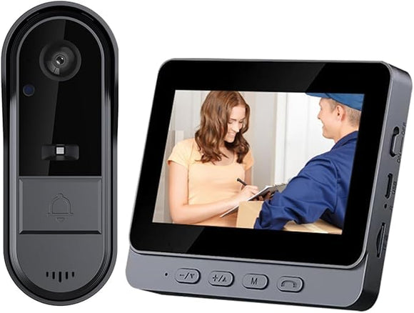 Video Doorbell Wireless Doorbell Camera, with HD 1080P Video, Two-Way Audio, 170° Angle, 4.3” Screen, IPX65 Waterproof TKMARS