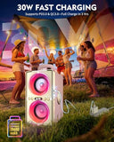 YIER Bluetooth Speaker, 240W Peak Loud Party Speaker with Big Bass, 20H Playtime, TWS, BT5.3, Large Portable Wireless Boom Box with LED Light for Outdoor Backyard Beach Home (Leather Pink)