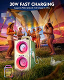 YIER Bluetooth Speaker, 240W Peak Loud Party Speaker with Big Bass, 20H Playtime, TWS, BT5.3, Large Portable Wireless Boom Box with LED Light for Outdoor Backyard Beach Home (Leather Green)