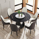 Montary 7 Piece Modern Dining Table Chairs Set of 6, Round 53" D Faux Marble