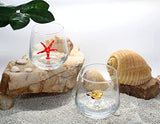 HeguSun 3D Drinking Glass Cup with Cute Animal Figurine Inside, Hand Blown Glass Starfish Figure Inside Mug, Stemless Glass for Wine, Water, Milk, Beverages, 12oz (Starfish)