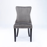 MOOLSUN Velvet Dining Chairs Set of 4, High Back Side Chairs, Modern Padded High-End Tufted Upholstered Chairs with Button-Tufted Back & Rear Pull Tabs, Solid Wood Legs D-Gray(Solid Wood Legs)