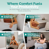 Foam Reading Pillow with Arm Rests & Pocket | Lap Desk for Laptop, Reading and Relaxing on Bed, Couch, or Floor