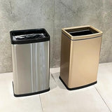 keling 25L/6 Gallon Stainless Steel Square Trash Can, Large Kitchen Garbage Can, Office Commercial Trash Bin (25L Silver)