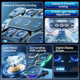 Laptop Cooling Pad - 11 High Speed Turbo Fans Ultra Quiet Laptop Cooler Stand with RGB Lights Digital Display