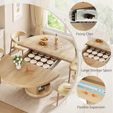 47″–63″ Extendable Round Dining Table for 4–8 with Dust-Proof 2-Tier Storage Shelf Space-Saving