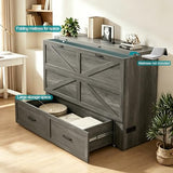Queen Murphy Bed with Charging Station Large Storage Drawer