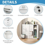4 Drawer File Cabinet with Shelves and Hanging Rod, Metal Filing Cabinet with Lock for Home Office