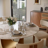 POVISON Round Glossy Pandora Dining Table for 4, 51" Sintered Stone Tabletop Dining Table