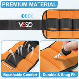 VBSD Adjustable Ankle Weights for Men Women, 10lb 1 Pair Leg Weight Straps, Weighted Ankle Weights Set, 1-5 lbs Each Ankle, 1 Pair 2-10 lbs, Orange