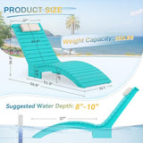 Compsia Pool Lounge Chairs Outdoor Set of 4，Aquawave Lounge Chair, HDPS Long Pool Chairs for in Pools, Weighted All Weather Tanning Chair with Headrest for Outside Beach Patio Sun Bathing Hotel, Blue