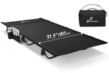 Sportneer Camping Cot: 31.5’’ Extra Wide Compact Sleeping Cots with Side Pocket - Lightweight Folding Cot for Camping Traveling Tent Day, Carry Bag Included, Easy Setup - Size 74.8''x31.5''