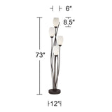 Franklin Iron Works Jareth Modern Industrial 73" Tall Tulip Floor Lamp with Smart Socket Ginger Black Metal 4-Light White Cased Glass Shades for Living Room Family Bedroom Office House Home
