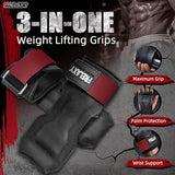 Frelaxy Lifting Wrist Straps, Rubber Weight Lifting Grips with Non-Slip Palm & Wrist Wraps Support for Deadlifts, Pull Ups (Red)