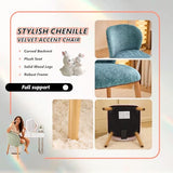VINGLI Chenille Curved-Back Armless No Wheels Vanity Chair for Girls