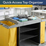 3-Shelf Multifunctional Housekeeping Cart - Commercial Hotel Cart with 2 Vinyl Bags, 8 Top Compartments