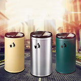 Outdoor Trash Cans Bins Retro Metal Trash Can Round Bucket Shape