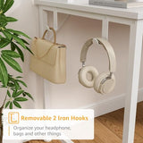 DLisiting White Computer Desk with Hutch & Drawers - Office Desk with 3 Storage Drawers and Power Outlets