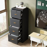 4-Drawer File Cabinet with Lock, Locked File Cabinet with Key, Tall Wooden Filing Cabinets for Home Office