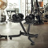 ATIVAFIT Adjustable Dumbbell Stand for Home Gym, Heavy Duty Dumbbell Rack with Adjustable Safety Strap, Space Saving Weight Stand with Wheels, Ergonomic Storage Rack Supports Up to 220 LB