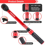 ATsafepro 1/2-Inch Drive Click Torque Wrench,10-170FT.LB/13.6-230.5N/M & Dual-Direction, 72-Tooth Dual Range Scales Torque Wrench 1/2 Drive,Easy Use for Motorcycle,Car,etc