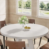 Tribesigns 47 inch Round Dining Table Wood Kitchen Table for Dining Room, 47" Dinner Room Tables for 4-6, White