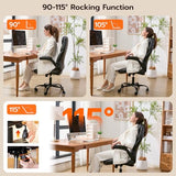 Ylzyxal Office Desk Chair, Ergonomic Computer Chair with Padded Flip-Up Arms and Adjustable Lumbar Support, PU Leather Executive Chair