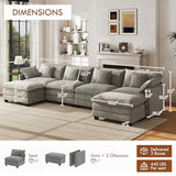 WorthFurni 146" Oversized Modular Sectional Sofa, U Shaped Cloud Couch Set