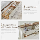 Farmhouse King Size Bed Frame with 2 Drawers & 4 Bookcases On The Headboard