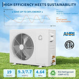 GarveeHome 18000 BTU Mini Split AC/Heating System, 19 SEER2 Inverter 6-in-1 Split System Air Conditioners, Ductless Heat Pump Wall Mount AC Unit Cool Up to 1250 Sq. Ft, Installation Kits, 230V
