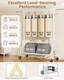 JIEJIERUI Heavy Duty Clothes Rack, Metal Clothing Rack Load 450 LBS, Rolling Coat Racks for Hanging Clothes with Lockable Wheels, White