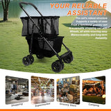 Folding Shopping Cart with Swivel Wheels, 70lbs Capacity Collapsible Grocery Cart with Removable Tote Bag
