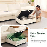 109 Inch Modular Sectional Sofa, L Shaped Couch with Storage Ottoman, Beige