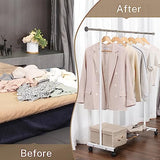 VICERII Clothes Rack, 130LB Capacity Heavy Duty Clothing Rack with Wheels and Bottom Shelf, 52.17 Inch Rolling Racks for Hanging Clothes, White