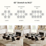 Honyee Extendable Dining Table with Leaf, 65 to 95 Inch Rectangular Sintered