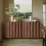 win2win 30.8" Fluted Sideboard Buffet Cabinet with Storage,Walnut, 3Pcs