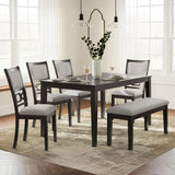 Signature Design by Ashley Langwest Classic Upholstered Dining Table and 4 Chairs and Bench, Set