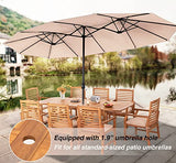 PHI VILLA 9 Pieces Acacia Wood Patio Dining Set for 8, Expandable Teak Dining Table & Wooden Chairs with Cushions