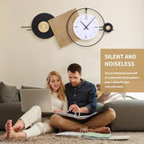 Anmotpe 37.7X21Inch Large Modern Wall Clock Geometric Dial-Solid Wood Metal Frame Silent Non Ticking Wall Clocks for Living Room, Bedroom Decoration, Contemporary Home Wall Decor Gift Idea