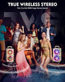 YIER Bluetooth Speaker, 240W Peak Loud Party Speaker with Big Bass, 20H Playtime, TWS, BT5.3, Large Portable Wireless Boom Box with LED Light for Outdoor Backyard Beach Home (Leather White)
