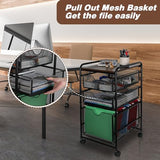 EasyPAG 3-Tier Rolling File Cart with 1 Large & 2 Small Baskets – Adjustable Hanging Organizer