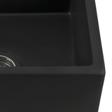 Ruvati 30-inch Matte Black Fireclay Modern Farmhouse Offset Drain Kitchen Sink Single Bowl - RVL4018MBK